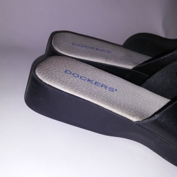 Dockers Sandal Daytona Womens Size 7M Black Leather Upper Slip On Slides Open To - Picture 5 of 16